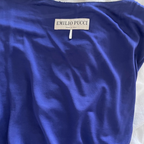 Emilio Pucci Abstract Printed Dress Side Ruched Multi Color Size 40 100% Silk - Picture 6 of 6